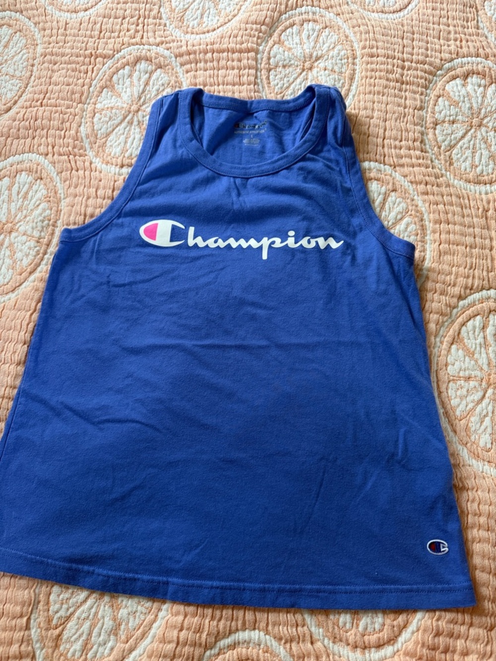 Champion Kids Blue Tank Top with White & Pink Logo